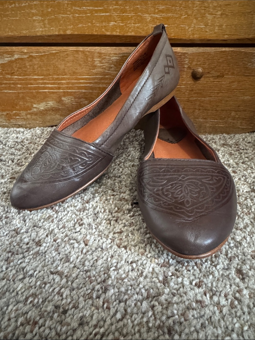 Latigo Brown Embossed Leather Slip-Ons